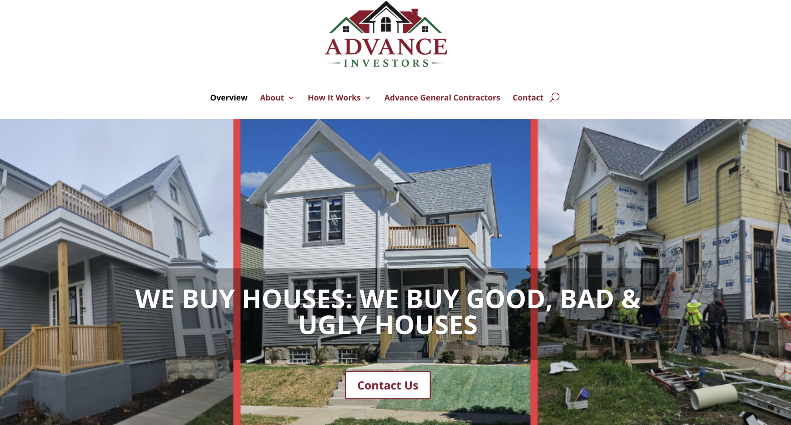 Website for Advance Investors LLC created by Leaders Leaving Legacies